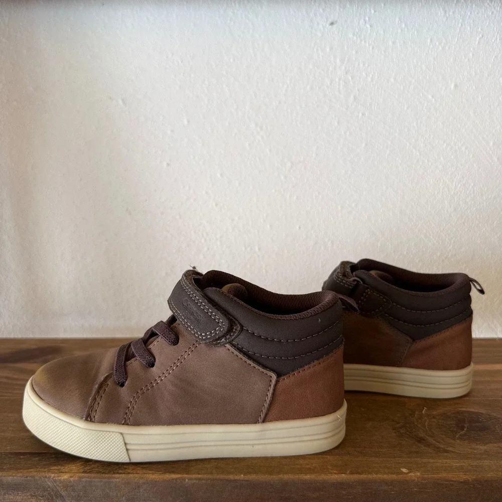 OshKosh B'gosh Brown High Top Sneakers Toddler Boys Hook Loop Size 10M